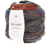 Rico Design CREATIVE MELANGE ARAN WONDERBALL BLAU GRÜN Premium Wolle 200g Warmer Farbverlauf für elegante Outfits, gemütliche Lieblingsstücke, Accessoires und Dekoration mit mySearose Label