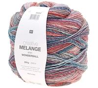 Rico Design Creative Melange Aran Wonderball Fabe 11, Farbverlaufswolle Nadelstärke 5 mm zum Stricken oder Häkeln, Wolle 200g Knäuel