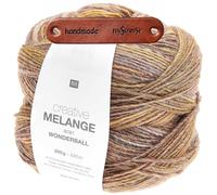 Rico Design CREATIVE MELANGE ARAN WONDERBALL OLIV MIX Premium Wolle 200g Warmer Farbverlauf für elegante Outfits, gemütliche Lieblingsstücke, Accessoires und Dekoration mit mySearose Label