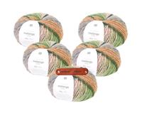 Rico Design CREATIVE MELANGE CHUNKY LUSH GRASS Premium Wolle 5 x 50g Bulky Flauschiges Warmes Farbverlaufsgarn für kuschelige Wintermode und gemütliche Accessoires mit mySearose Label