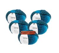 Rico Design CREATIVE MELANGE CHUNKY TUERKIS-BLAU Premium Wolle 5 x 50g Bulky Flauschiges Warmes Farbverlaufsgarn für kuschelige Wintermode und gemütliche Accessoires mit mySearose Label