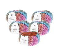 Rico Design CREATIVE MELANGE CHUNKY TUERKIS-MAGENTA Premium Wolle 5 x 50g Bulky Flauschiges Warmes Farbverlaufsgarn für kuschelige Wintermode und gemütliche Accessoires mit mySearose Label