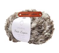 Rico Design Creative Petit Lapin Super chunky 09 Taupe Weiß Premium Wolle 100g Kunstfellgarn für flauschige Accessoires Plüschtiere und warme Winterprojekte mit mySearose Label