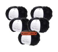 Rico Design Creative Petit Lapin Super chunky 16 Schwarz Premium Wolle 5 x 100g Kunstfellgarn für flauschige Accessoires Plüschtiere und warme Winterprojekte mit mySearose Label