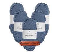 Rico Design CREATIVE SILKY TOUCH DK vegan JEANS Premium Wolle 5 x 100g Weiches Glanzgarn für Mode Accessoires und kreative Handarbeitsideen mit mySearose Label
