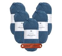 Rico Design CREATIVE SILKY TOUCH DK vegan PETROL Premium Wolle 5 x 100g Weiches Glanzgarn für Mode Accessoires und kreative Handarbeitsideen mit mySearose Label