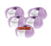 Rico Design CREATIVE SO COOL + SO SOFT COTTON CHUNKY FLIEDER Premium Wolle 5 x 100g für luftige Mode Kleidung Wohnideen und kreative Sommerprojekte mit mySearose Label