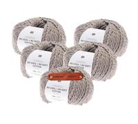 Rico Design CREATIVE SO COOL + SO SOFT COTTON CHUNKY GRAU Premium Wolle 5 x 100g für luftige Mode Kleidung Wohnideen und kreative Sommerprojekte mit mySearose Label