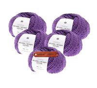Rico Design CREATIVE SO COOL + SO SOFT COTTON CHUNKY LILA Premium Wolle 5 x 100g für luftige Mode Kleidung Wohnideen und kreative Sommerprojekte mit mySearose Label