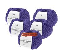 Rico Design CREATIVE SO COOL + SO SOFT COTTON CHUNKY VIOLETT Premium Wolle 5 x 100g für luftige Mode Kleidung Wohnideen und kreative Sommerprojekte mit mySearose Label