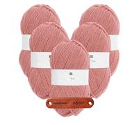 Rico Design CREATIVE SOFT WOOL ARAN ROSENQUARZ Premium Wolle 5 x 100g Kuschelgarn für Wintermode und stilvolle Accessoires mit mySearose Label