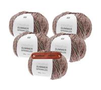 Rico Design CREATIVE SUMMER SPRINKLES 002 terra Premium Wolle 5 x 100g Farbverlaufsgarn für leichte Sommermode bunte Accessoires und kreative Handarbeitsideen mit mySearose Label