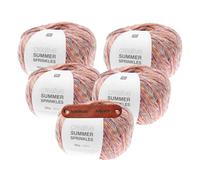 Rico Design CREATIVE SUMMER SPRINKLES 007 candy Premium Wolle 5 x 100g Farbverlaufsgarn für leichte Sommermode bunte Accessoires und kreative Handarbeitsideen mit mySearose Label