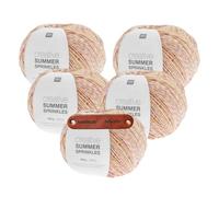 Rico Design CREATIVE SUMMER SPRINKLES 010 peaches Premium Wolle 5 x 100g Farbverlaufsgarn für leichte Sommermode bunte Accessoires und kreative Handarbeitsideen mit mySearose Label