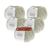 Rico Design CREATIVE SUMMER SPRINKLES 011 icecreams Premium Wolle 5 x 100g Farbverlaufsgarn für leichte Sommermode bunte Accessoires und kreative Handarbeitsideen mit mySearose Label