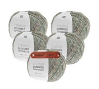 Rico Design CREATIVE SUMMER SPRINKLES 014 meadows Premium Wolle 5 x 100g Farbverlaufsgarn für leichte Sommermode bunte Accessoires und kreative Handarbeitsideen mit mySearose Label