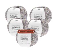Rico Design CREATIVE SUMMER SPRINKLES 016 ethno Premium Wolle 5 x 100g Farbverlaufsgarn für leichte Sommermode bunte Accessoires und kreative Handarbeitsideen mit mySearose Label