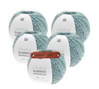 Rico Design CREATIVE SUMMER SPRINKLES 018 ocean Premium Wolle 5 x 100g Farbverlaufsgarn für leichte Sommermode bunte Accessoires und kreative Handarbeitsideen mit mySearose Label