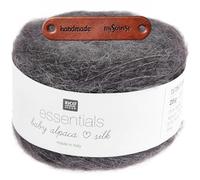 Rico Design ESSENTIALS BABY ALPACA LOVES SILK 03 GRAU Premium Wolle 25g für edler Lacegarn für Pullover Tücher Schals und luxuriöse Strickideen mit mySearose Label