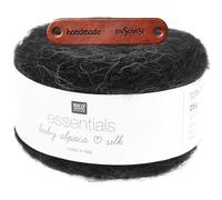 Rico Design ESSENTIALS BABY ALPACA LOVES SILK 06 SCHWARZ Premium Wolle 25g für edler Lacegarn für Pullover Tücher Schals und luxuriöse Strickideen mit mySearose Label