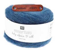 Rico Design ESSENTIALS BABY ALPACA LOVES SILK 11 BLAU Premium Wolle 25g für edler Lacegarn für Pullover Tücher Schals und luxuriöse Strickideen mit mySearose Label
