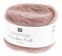 Rico Design Essentials Baby Alpaca Loves Silk 25g 200m Lacegarn Baby Alpaka und Seide Stricken und Häkeln (007 altrosa)
