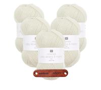 Rico Design ESSENTIALS BABY ALPACA & MERINO ARAN 01 CREME Premium Wolle 5 x 50g Edles Kuschelgarn für Pullover Cardigans Schals Mützen und stilvolle Winter Accessoires mit mySearose Label