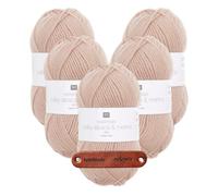 Rico Design ESSENTIALS BABY ALPACA & MERINO ARAN 02 BEIGE Premium Wolle 5 x 50g Edles Kuschelgarn für Pullover Cardigans Schals Mützen und stilvolle Winter Accessoires mit mySearose Label