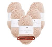 Rico Design ESSENTIALS BABY ALPACA & MERINO ARAN 03 PUDER Premium Wolle 5 x 50g Edles Kuschelgarn für Pullover Cardigans Schals Mützen und stilvolle Winter Accessoires mit mySearose Label