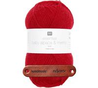Rico Design ESSENTIALS BABY ALPACA & MERINO ARAN 05 ROT Premium Wolle 50g Edles Kuschelgarn für Pullover Cardigans Schals Mützen und stilvolle Winter Accessoires mit mySearose Label
