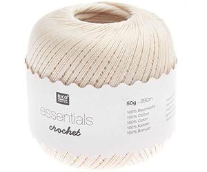 Rico Design Essentials Crochet | Häkelgarn Baumwolle Stärke 10 | 100% Cotton | zum Häkeln, Häkelwolle, 50g 280m Filethäkelgarn, dünnes Baumwollgarn mercerisiert