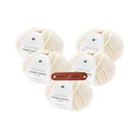 Rico Design ESSENTIALS MEGA WOOL CHUNKY CREME Premium Wolle 5 x 100g Weiche Wintermode für Pullover Schals und gemütliche Wohnideen mit mySearose Label