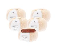Rico Design ESSENTIALS MEGA WOOL CHUNKY ELFENBEIN Premium Wolle 5 x 100g Weiche Wintermode für Pullover Schals und gemütliche Wohnideen mit mySearose Label