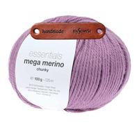 Rico Design ESSENTIALS MEGA WOOL CHUNKY FLIEDER Premium Wolle 100g Weiche Wintermode für Pullover Schals und gemütliche Wohnideen mit mySearose Label