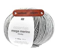 Rico Design ESSENTIALS MEGA WOOL CHUNKY HELLGRAU Premium Wolle 100g Weiche Wintermode für Pullover Schals und gemütliche Wohnideen mit mySearose Label