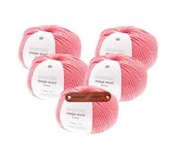 Rico Design ESSENTIALS MEGA WOOL CHUNKY PINK Premium Wolle 5 x 100g Weiche Wintermode für Pullover Schals und gemütliche Wohnideen mit mySearose Label