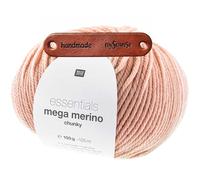 Rico Design ESSENTIALS MEGA WOOL CHUNKY PUDER Premium Wolle 100g Weiche Wintermode für Pullover Schals und gemütliche Wohnideen mit mySearose Label