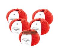 Rico Design ESSENTIALS MEGA WOOL CHUNKY ROT Premium Wolle 5 x 100g Weiche Wintermode für Pullover Schals und gemütliche Wohnideen mit mySearose Label