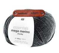 Rico Design ESSENTIALS MEGA WOOL CHUNKY SCHWARZ Premium Wolle 100g Weiche Wintermode für Pullover Schals und gemütliche Wohnideen mit mySearose Label
