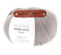 Rico Design ESSENTIALS MEGA WOOL CHUNKY STEINGRAU Premium Wolle 100g Weiche Wintermode für Pullover Schals und gemütliche Wohnideen mit mySearose Label