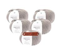 Rico Design ESSENTIALS MEGA WOOL CHUNKY STEINGRAU Premium Wolle 5 x 100g Weiche Wintermode für Pullover Schals und gemütliche Wohnideen mit mySearose Label