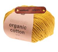 Rico Design ESSENTIALS ORGANIC COTTON ARAN 004 SENF Premium Wolle 50g Weiche Wintermode für Pullover Schals und gemütliche Wohnideen mit mySearose Label