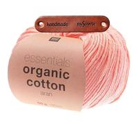 Rico Design ESSENTIALS ORGANIC COTTON ARAN 017 LACHS Premium Wolle 50g Weiche Wintermode für Pullover Schals und gemütliche Wohnideen mit mySearose Label