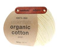 Rico Design ESSENTIALS ORGANIC COTTON ARAN 33 VANILLE Premium Wolle 50g Weiche Wintermode für Pullover Schals und gemütliche Wohnideen mit mySearose Label