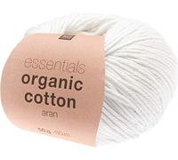 Rico Design Essentials Organic Cotton aran, 50 g, ca. 90 m verschiedene Farben Weiß Weiß