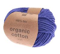 Rico Design Essentials Organic Cotton aran Farbe 21 violett, 50g Bio Baumwollgarn zum Stricken oder Häkeln