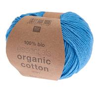 Rico Design Essentials Organic Cotton aran Farbe 23 himmelblau, 50g Bio Baumwollgarn zum Stricken oder Häkeln