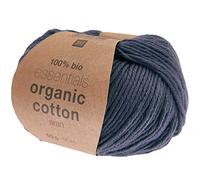Rico Design Essentials Organic Cotton aran Farbe 24 nachtblau, 50g Bio Baumwollgarn zum Stricken oder Häkeln