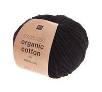 Rico Design Essentials Organic Cotton DK Bio Baumwolle Baumwollgarn zum Stricken oder Häkeln (20 Black)
