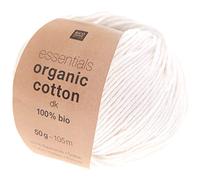 Rico Design Essentials Organic Cotton DK Farbe 01, Bio Baumwolle Baumwollgarn zum Stricken oder Häkeln